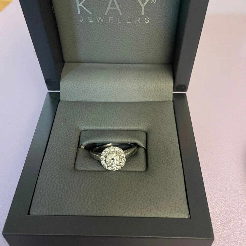 Tolkowsky 14k‎ White Gold Size 7 Diamond Halo Engagement Wedding Ring Elegant